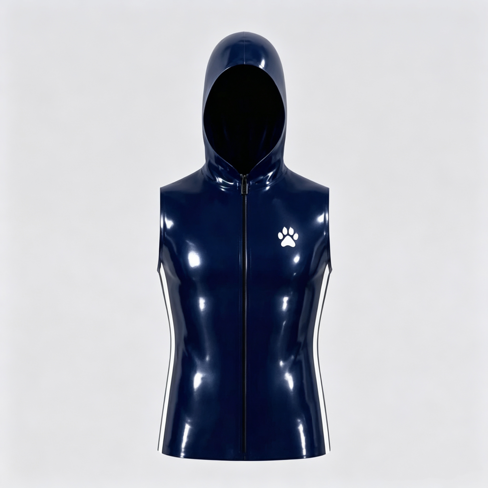 Navy Hooded Latex Vest