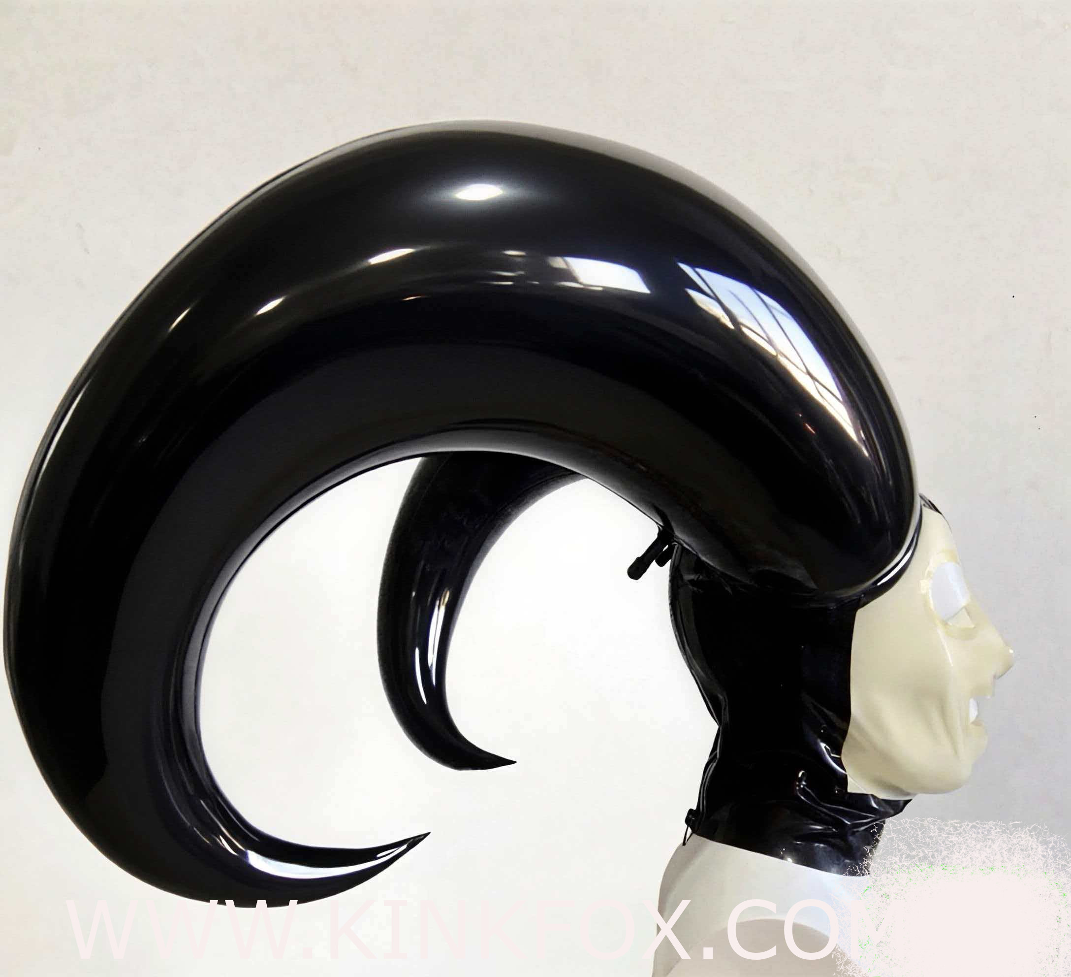 Twin Horn Inflatable Latex Hood - Image 3