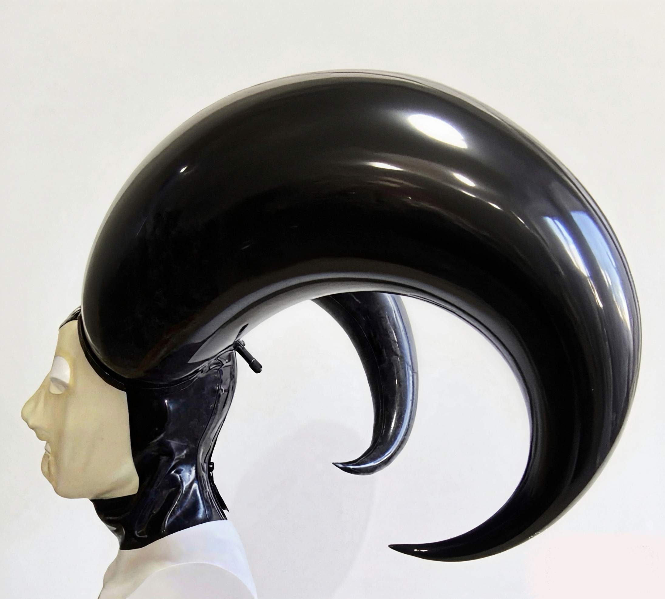 Twin Horn Inflatable Latex Hood