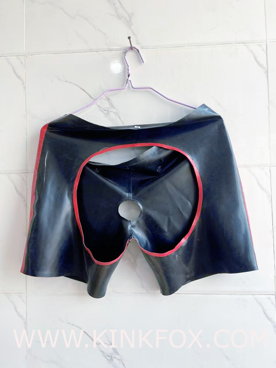 KinkFox Lock Latex Shorts - Image 2