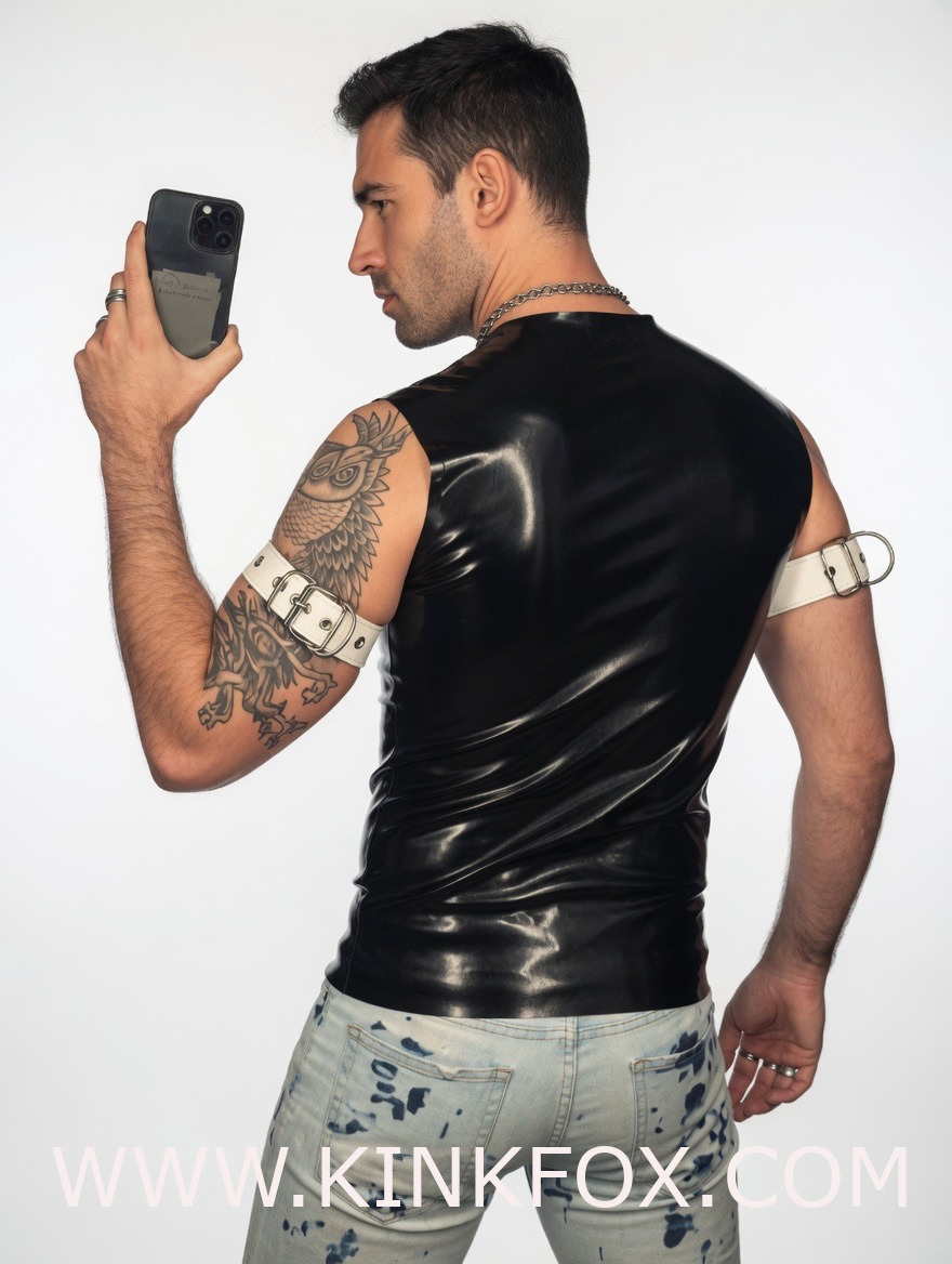Night Rebel Patent Latex Biker Vest - Image 2