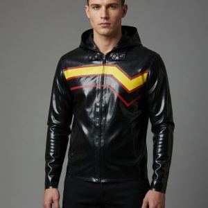 V-Stripe Latex Hoodie