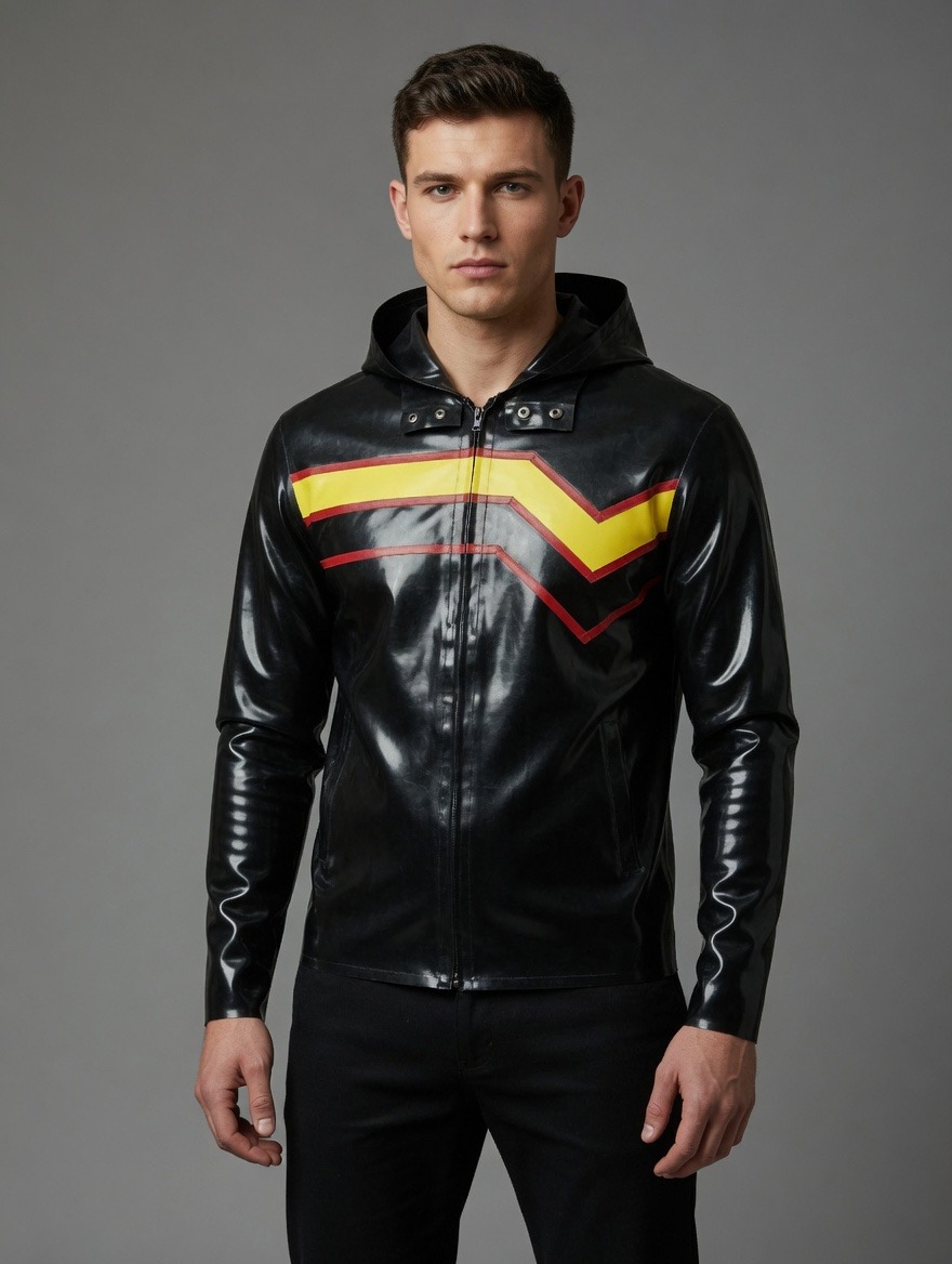 V-Stripe Latex Hoodie
