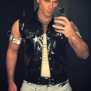 Night Rebel Patent Latex Biker Vest