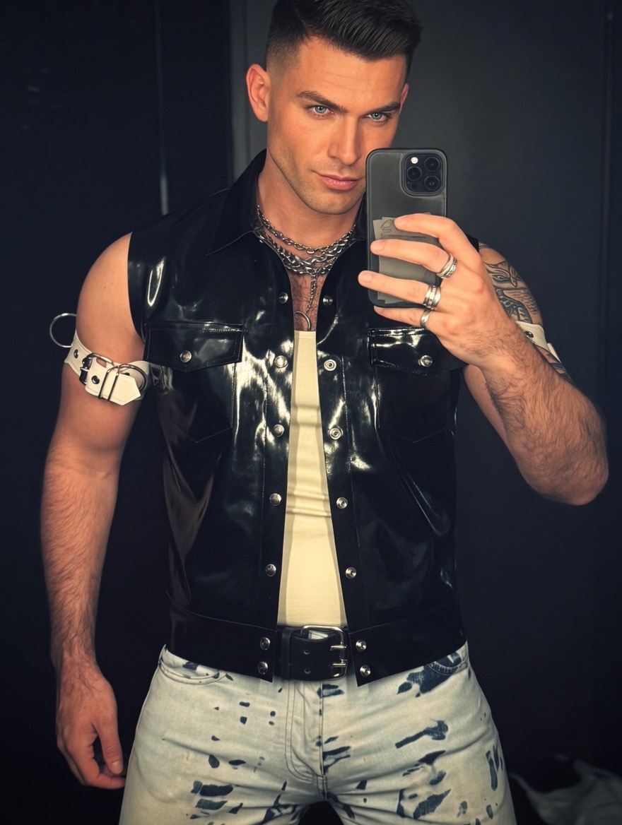 Night Rebel Patent Latex Biker Vest