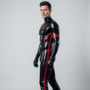 Valiant Red Stripe Latex Bodysuit
