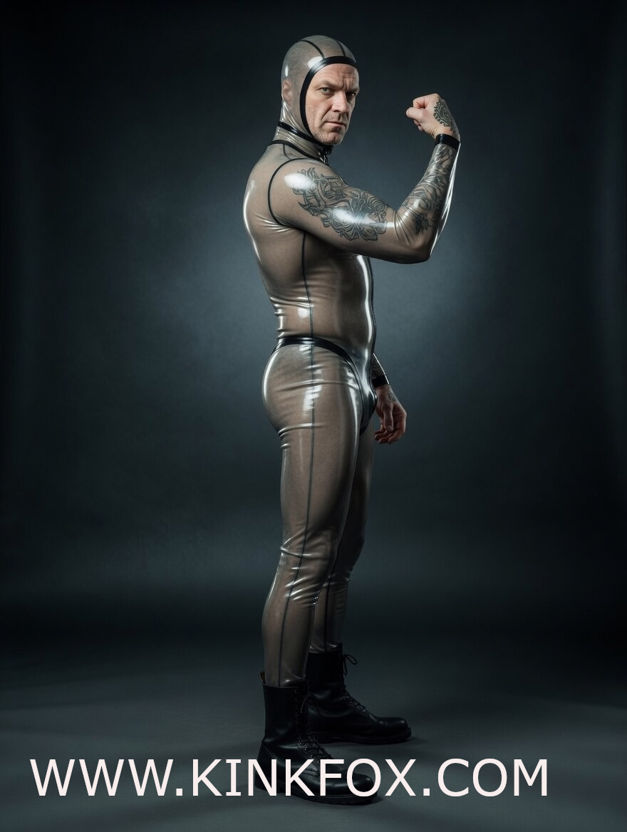 Clear Frame Hooded Latex Suit - Image 2