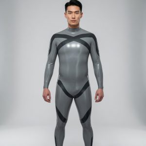 Grey Cross Latex Catsuit