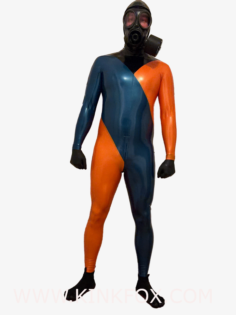 Cross Color Shiny Latex Catsuit - Image 5