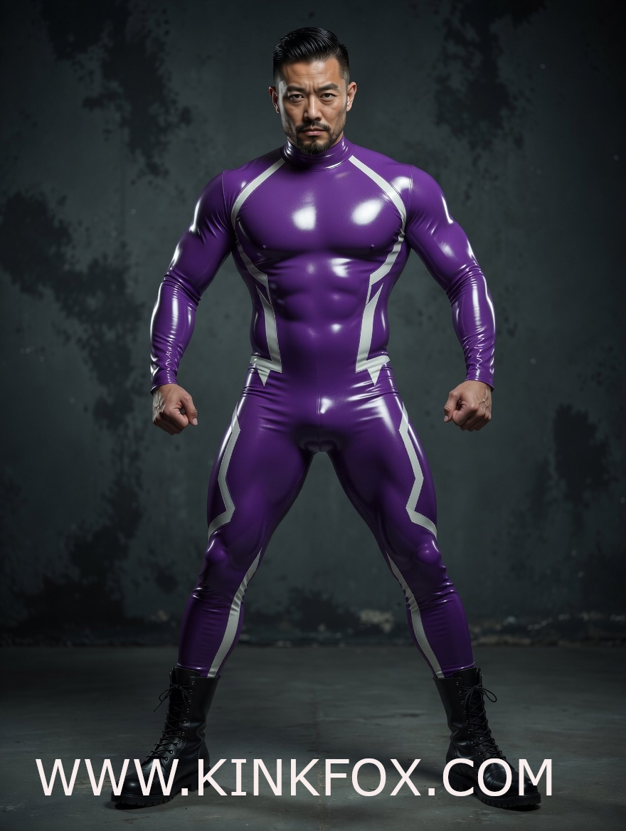 Violet Vibe Geometric Latex Catsuit - Image 2