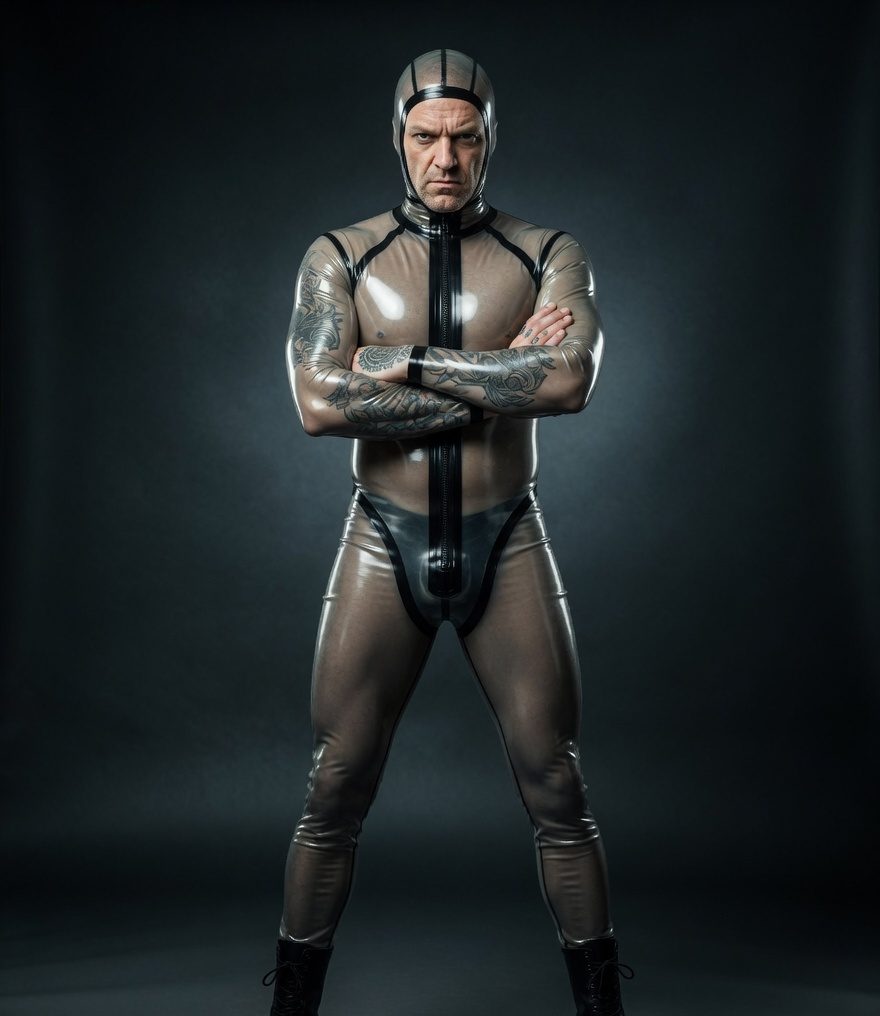 Clear Frame Hooded Latex Suit