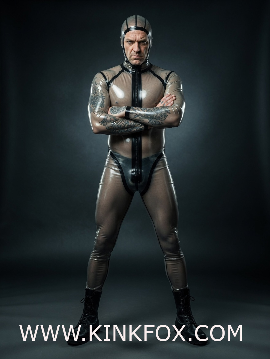Clear Frame Hooded Latex Suit - Image 3