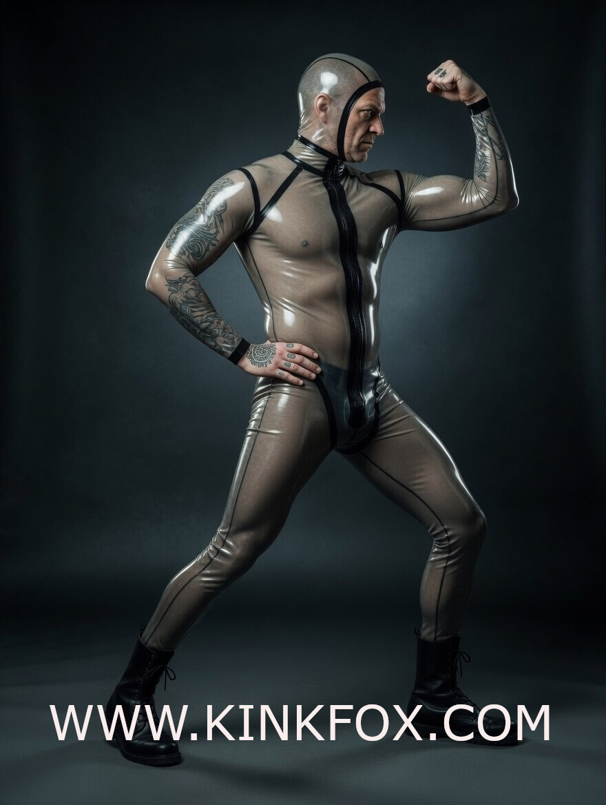 Clear Frame Hooded Latex Suit - Image 4