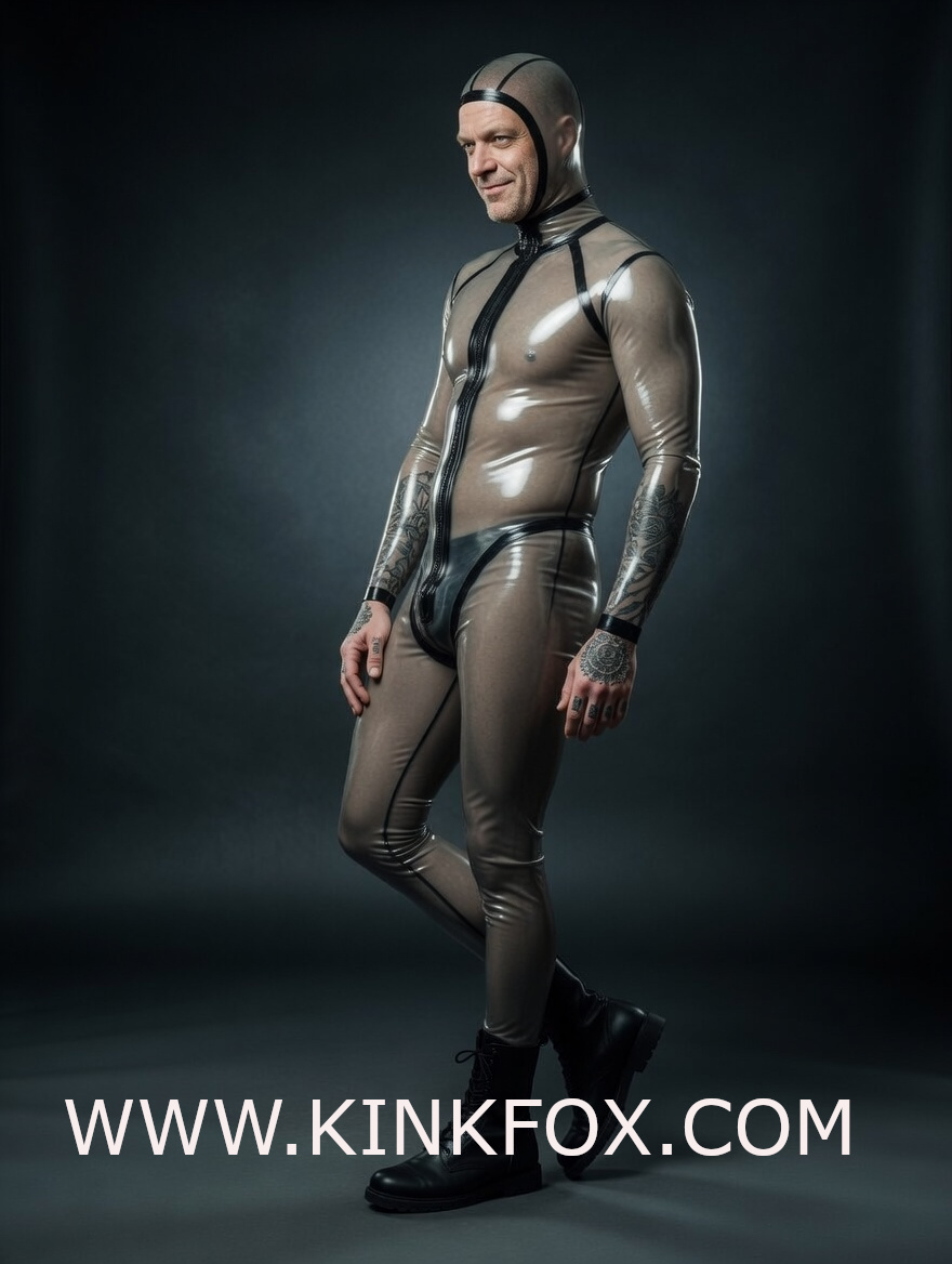 Clear Frame Hooded Latex Suit - Image 5