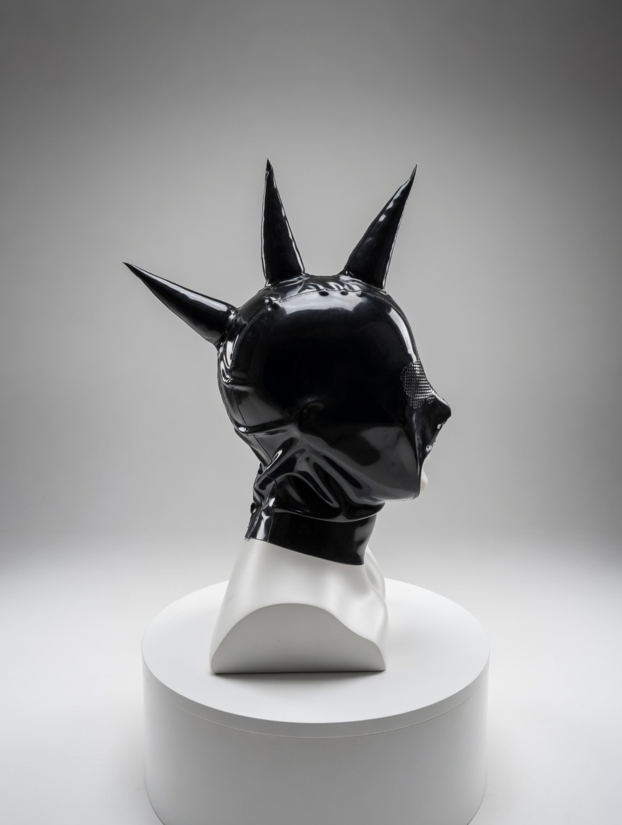 Black Spiked Latex Hood
