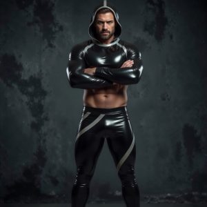 Black Hooded Latex Crop Top