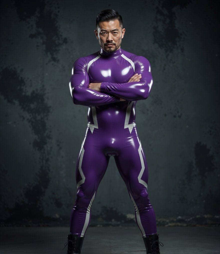 Violet Vibe Geometric Latex Catsuit