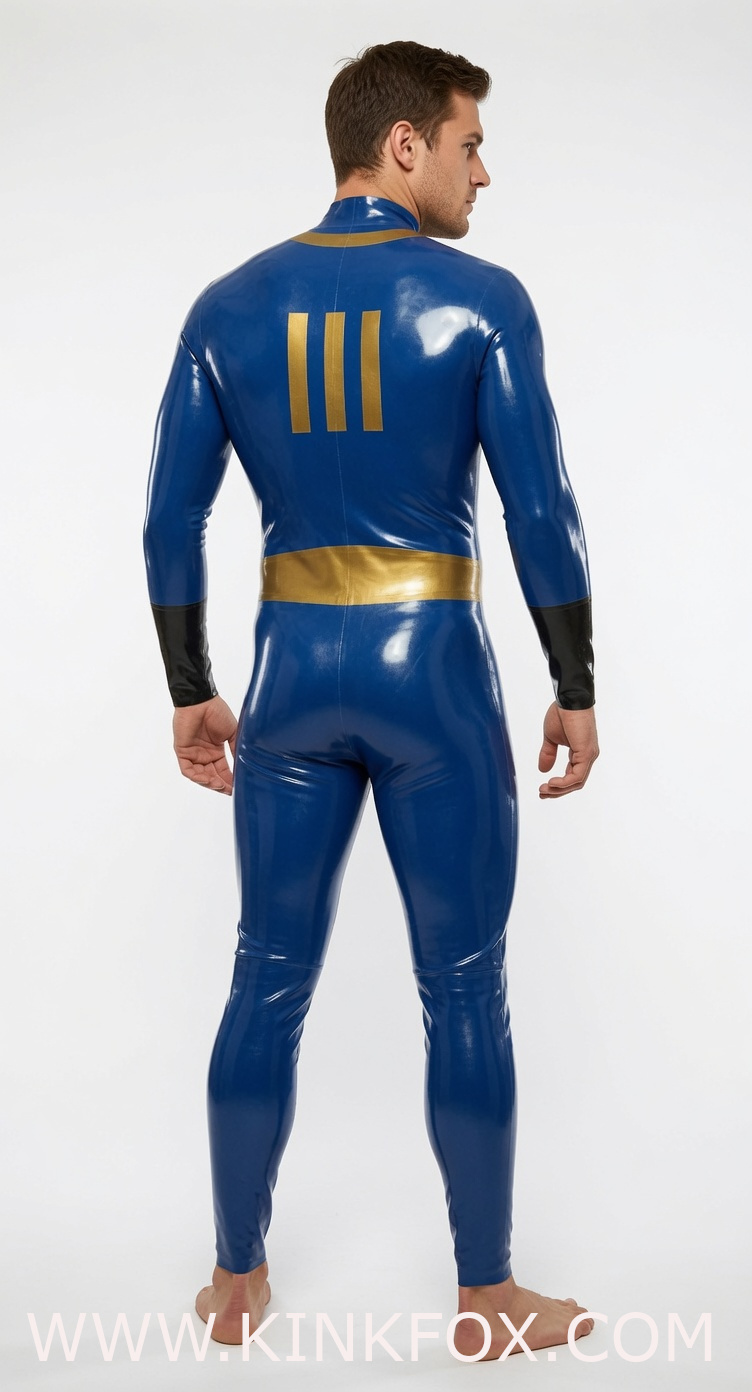 Royal Gold Panel Latex Bodysuit - Image 6