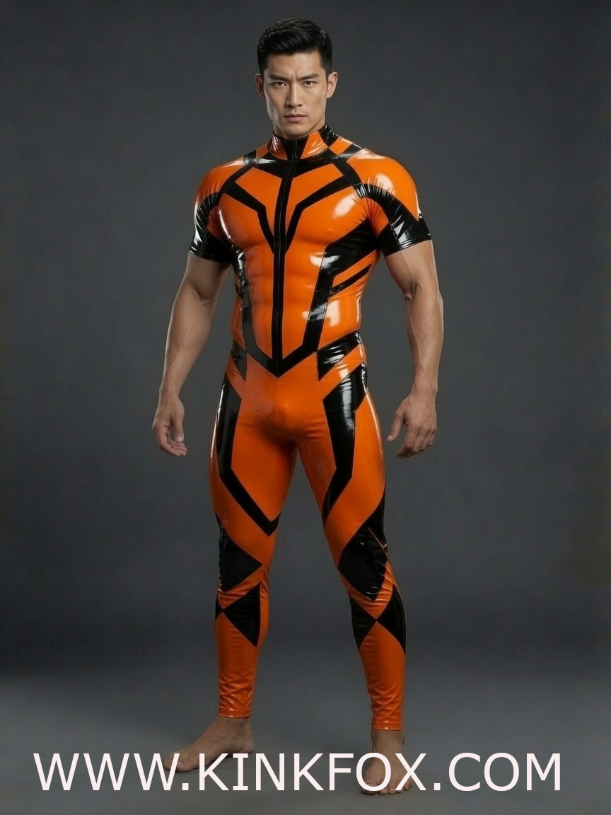 Tangerine Vanguard Latex Catsuit - Image 2