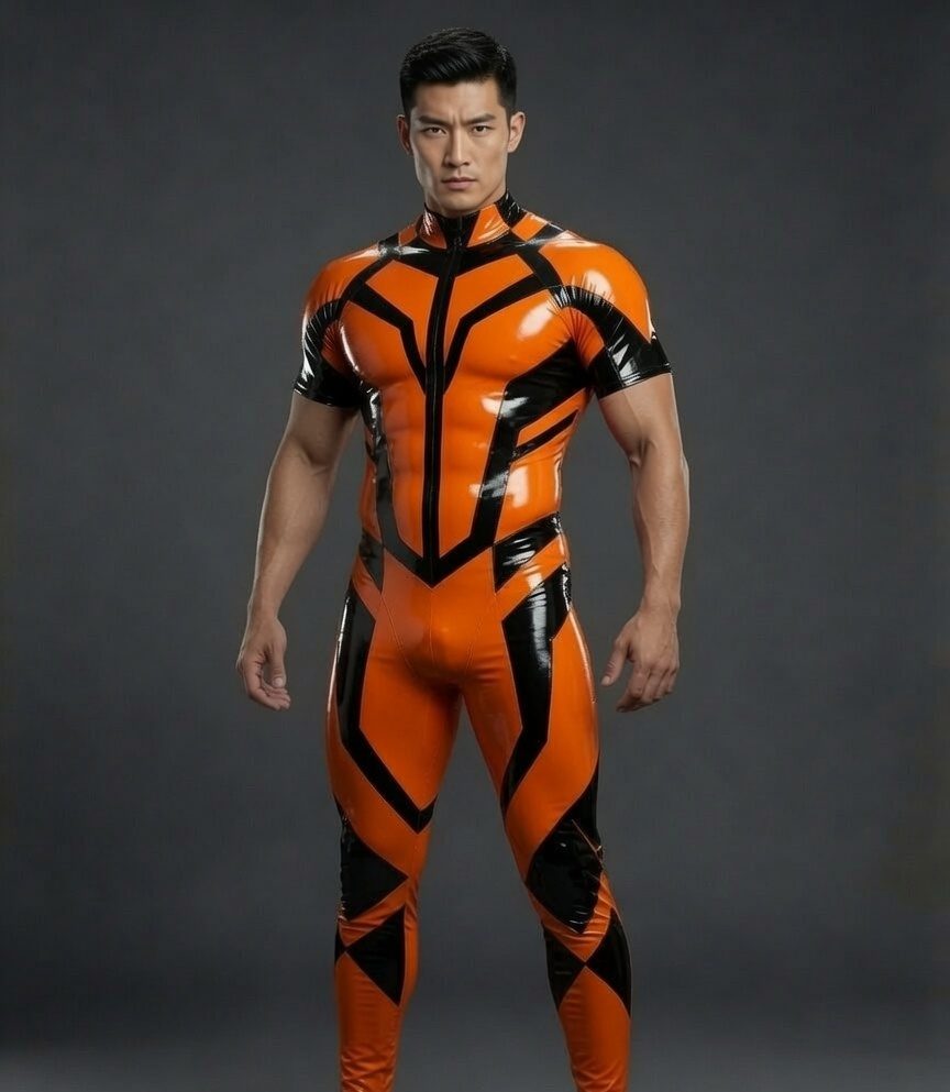 Tangerine Vanguard Latex Catsuit