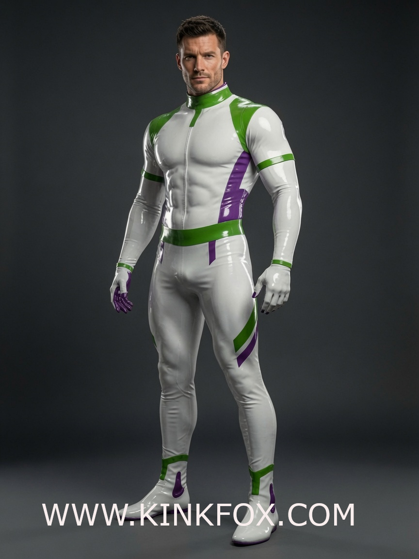 Verve Green-Violet Latex Catsuit - Image 2