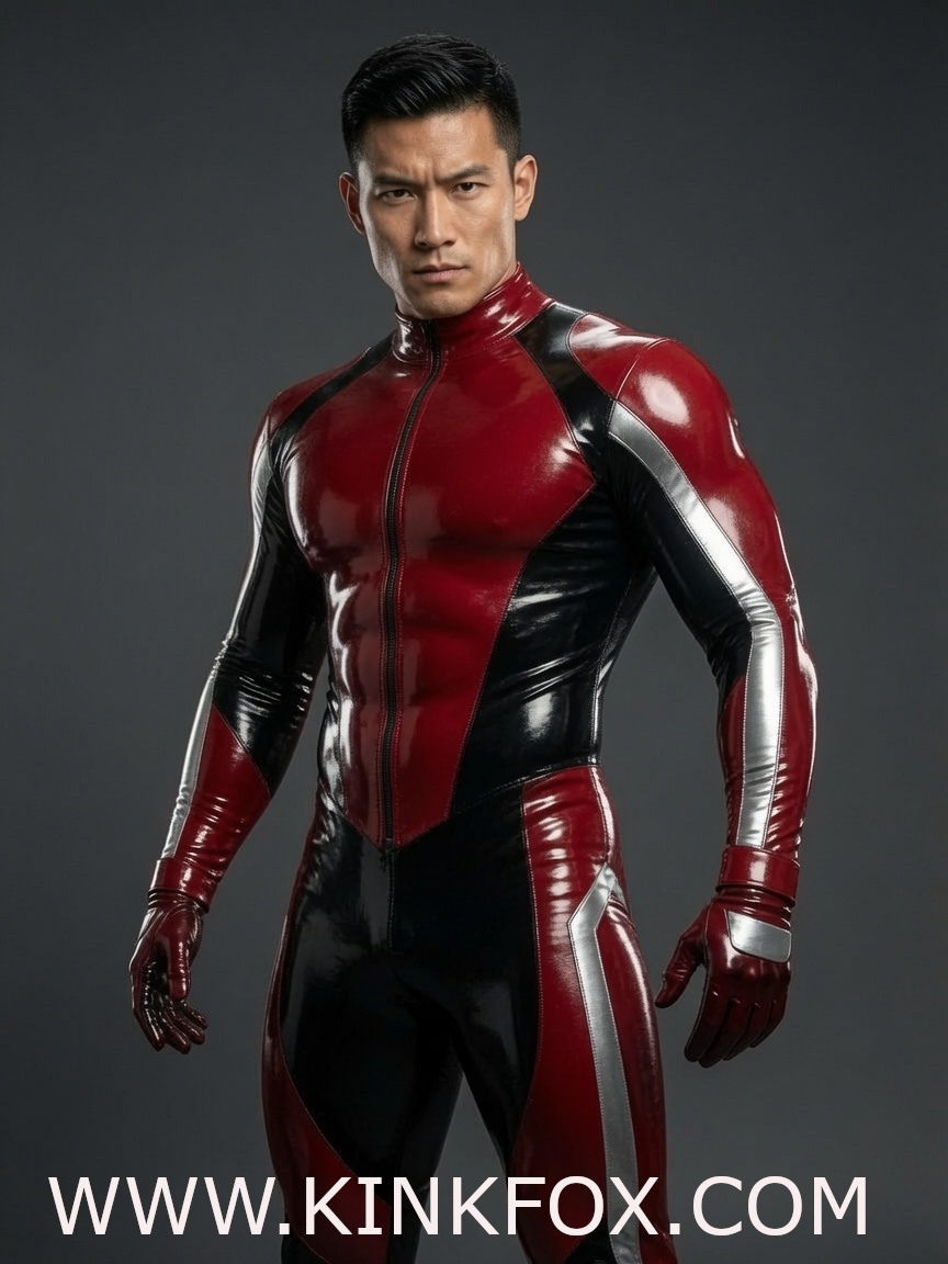 Crimson Shift Latex Racing Suit - Image 3