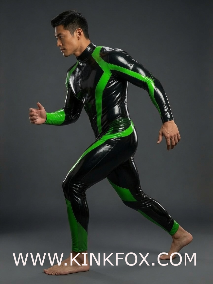 Neon Green Edge Latex Suit - Image 3