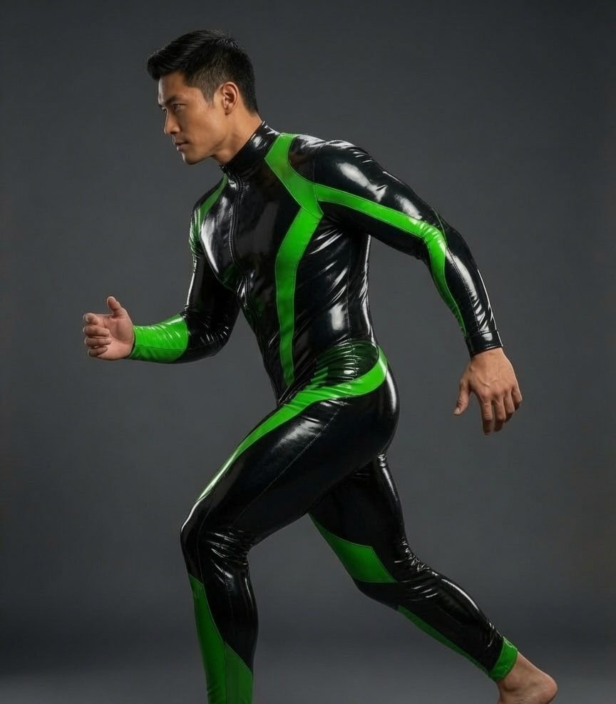 Neon Green Edge Latex Suit
