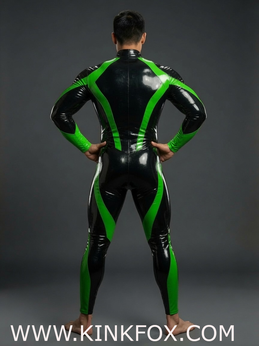 Neon Green Edge Latex Suit - Image 4