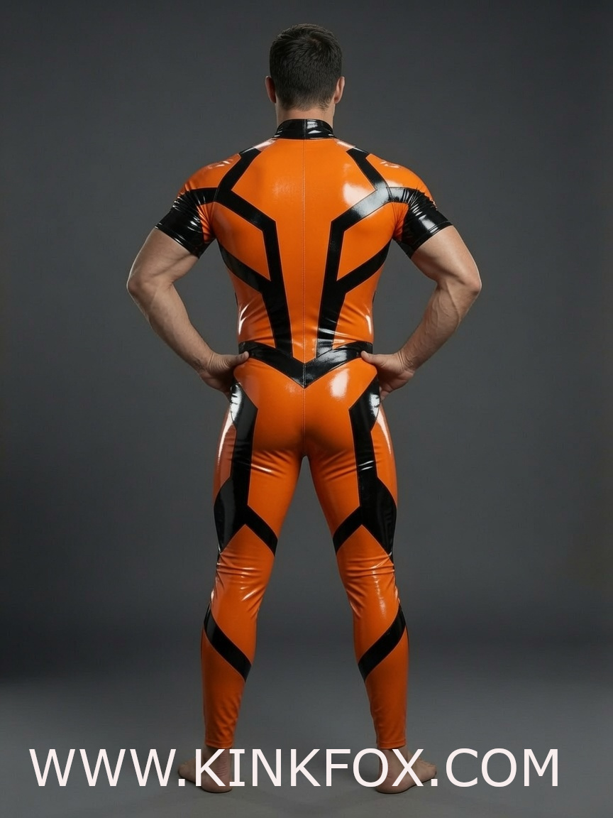 Tangerine Vanguard Latex Catsuit - Image 4