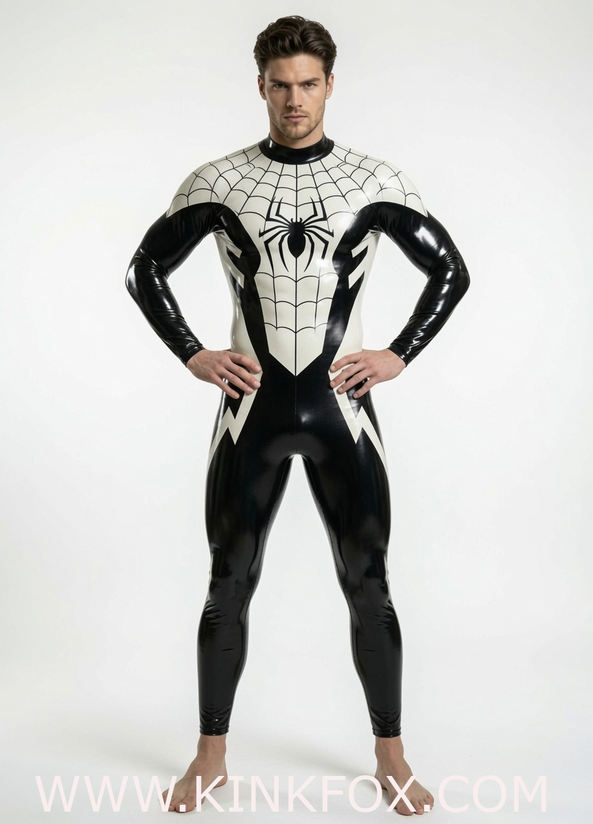 Monochrome Web Latex Catsuit - Image 2