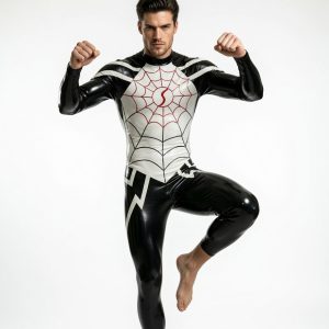 Web Weave Contrast Latex Bodysuit