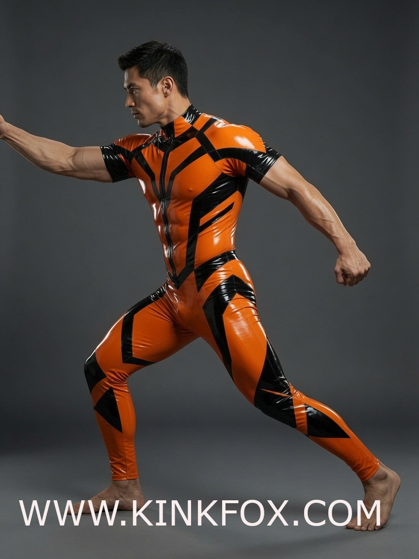 Tangerine Vanguard Latex Catsuit - Image 3