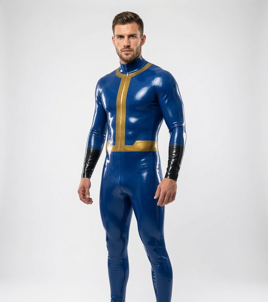 Royal Gold Panel Latex Bodysuit