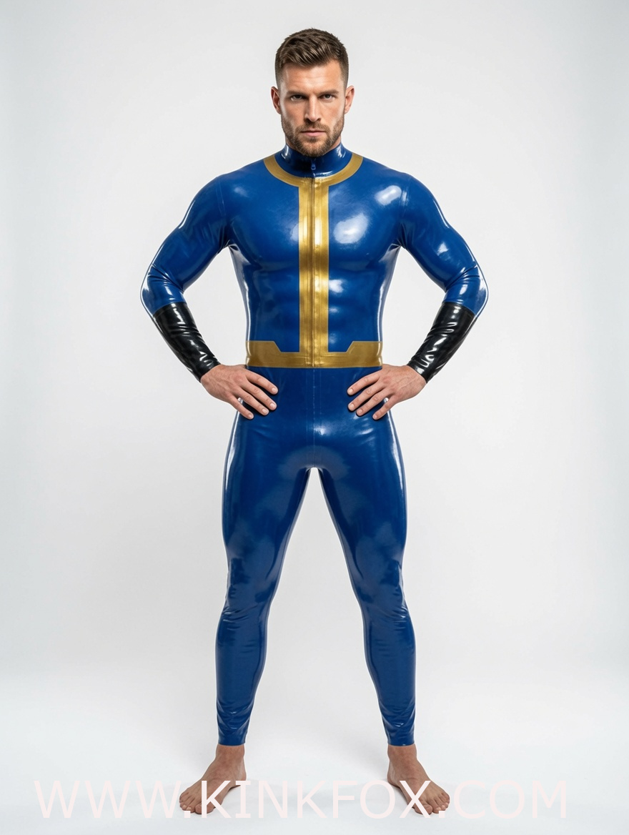 Royal Gold Panel Latex Bodysuit - Image 4