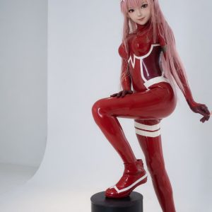 Glossy Red Zero Two Latex Catsuit
