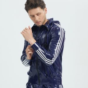 Glossy Hooded Latex Track Jacket