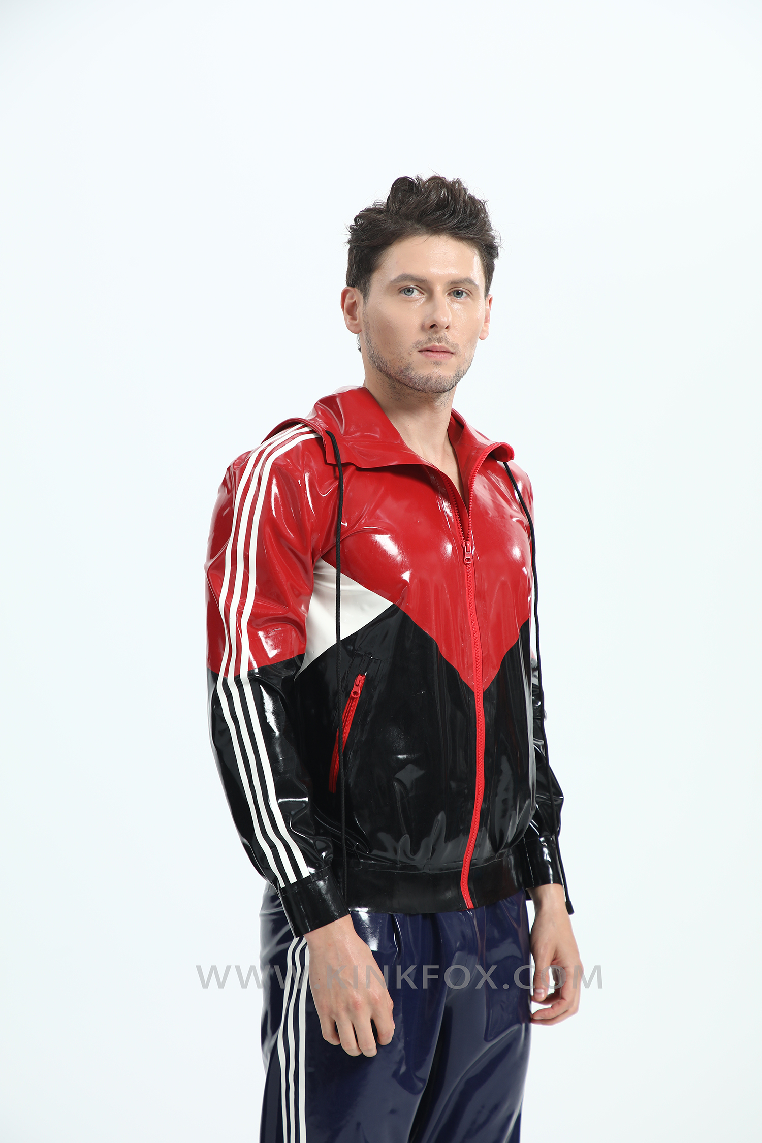 Multi Color Block Latex Zip Jacket - Image 5