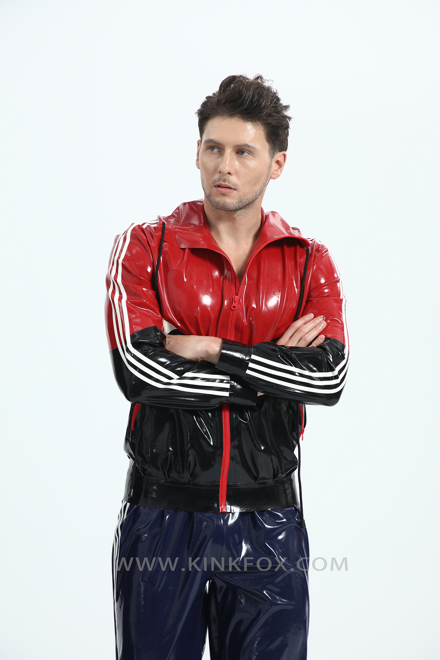 Multi Color Block Latex Zip Jacket - Image 6