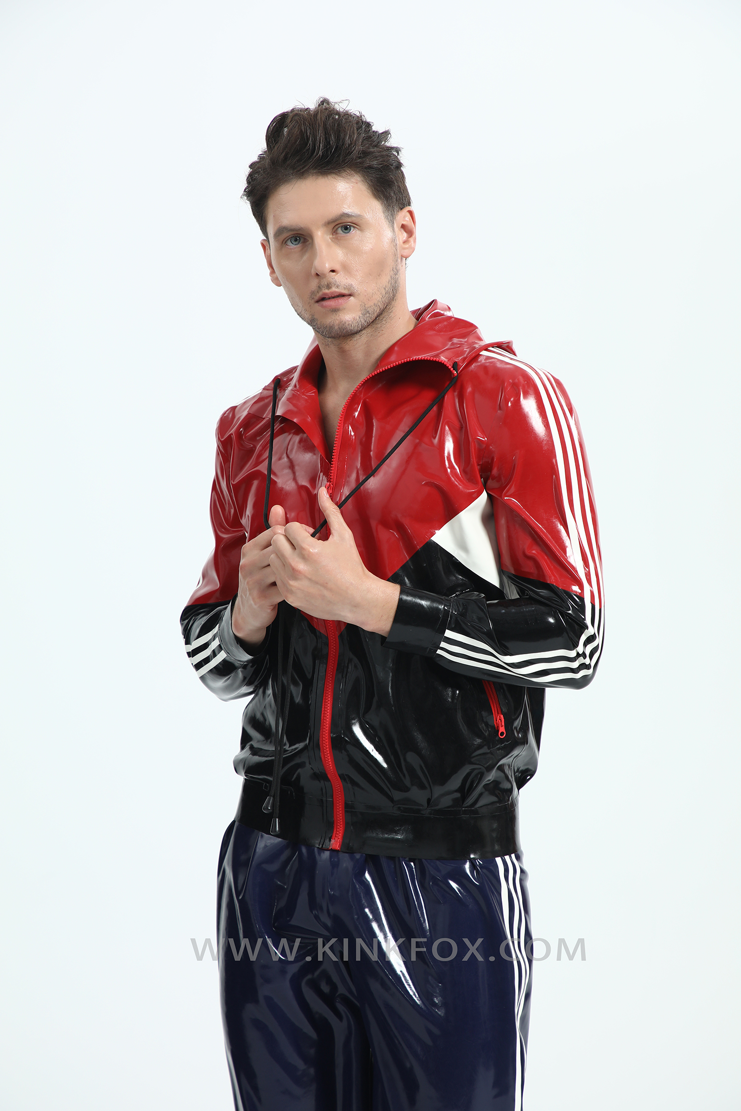 Multi Color Block Latex Zip Jacket - Image 7