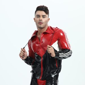 Multi Color Block Latex Zip Jacket