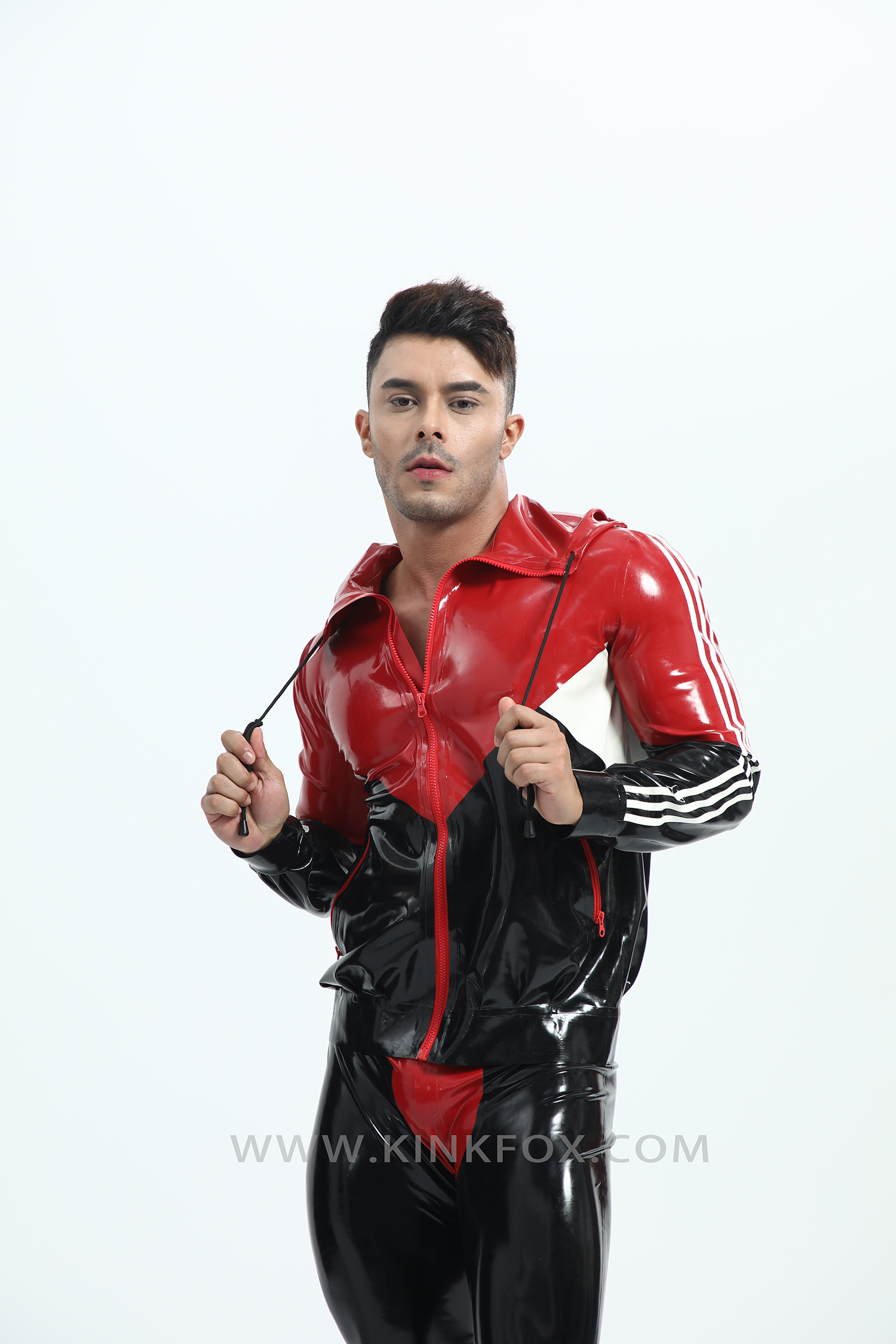 Multi Color Block Latex Zip Jacket