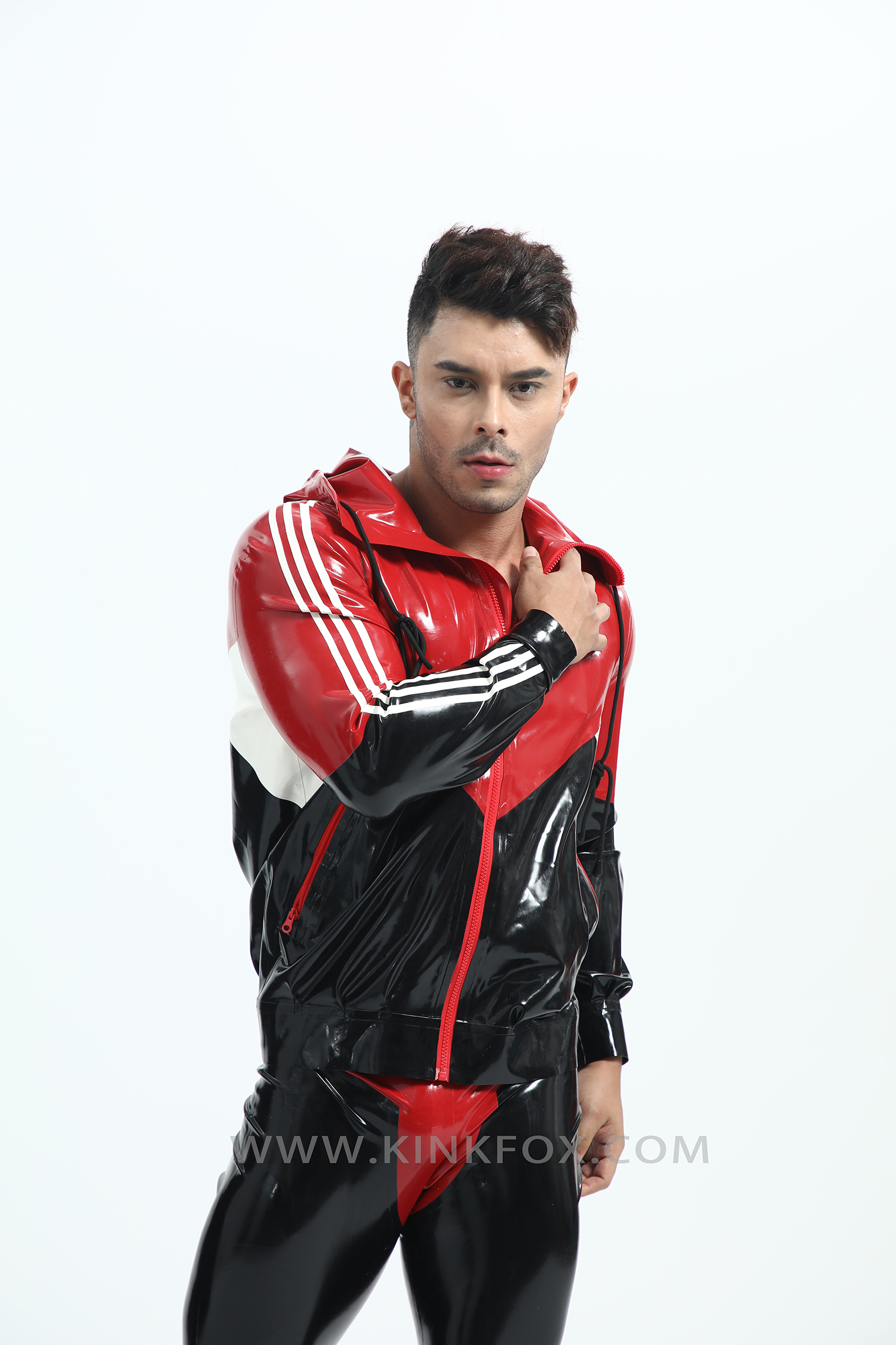 Multi Color Block Latex Zip Jacket - Image 3