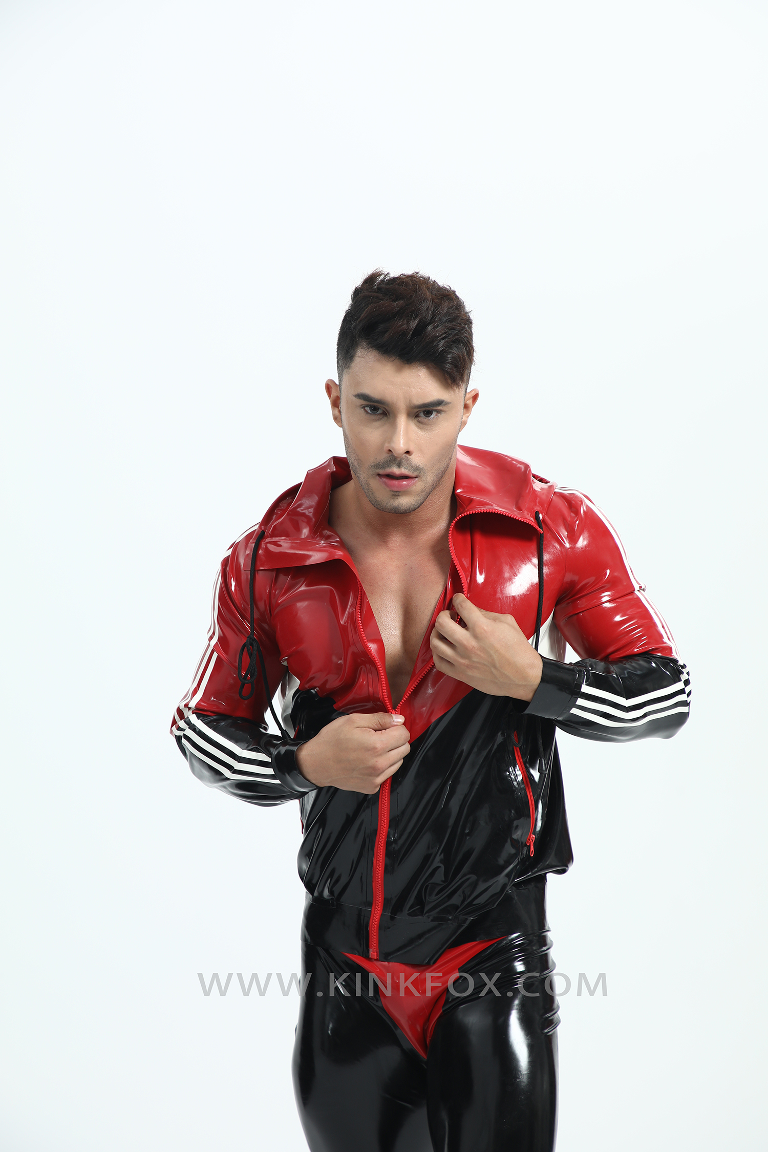 Multi Color Block Latex Zip Jacket - Image 4