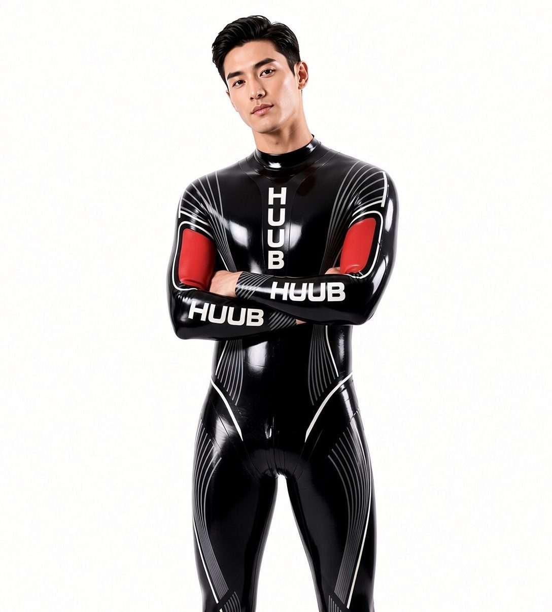 Black & Red Graphic Performance Latex Suit