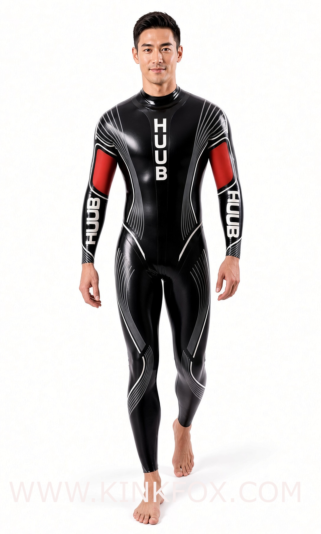Black & Red Graphic Performance Latex Suit - Image 4