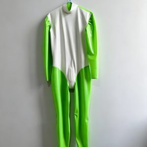 Lime Contrast Panel Latex Bodysuit