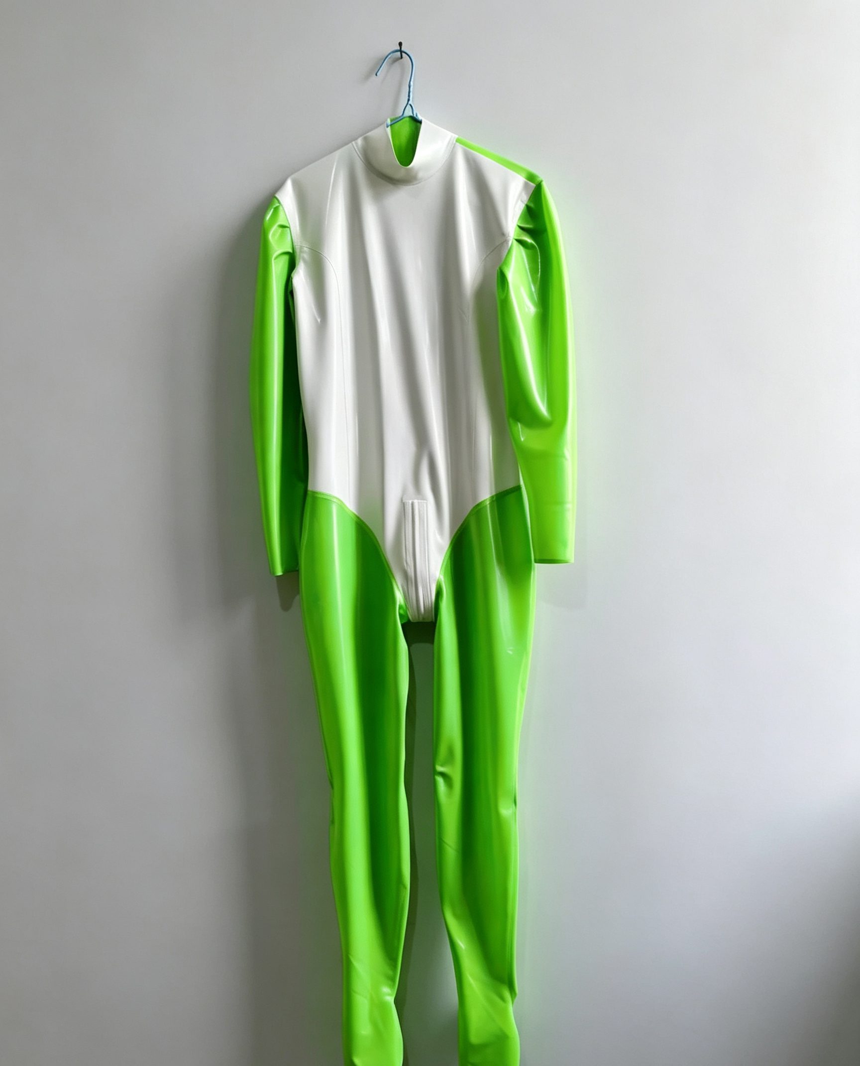 Lime Contrast Panel Latex Bodysuit