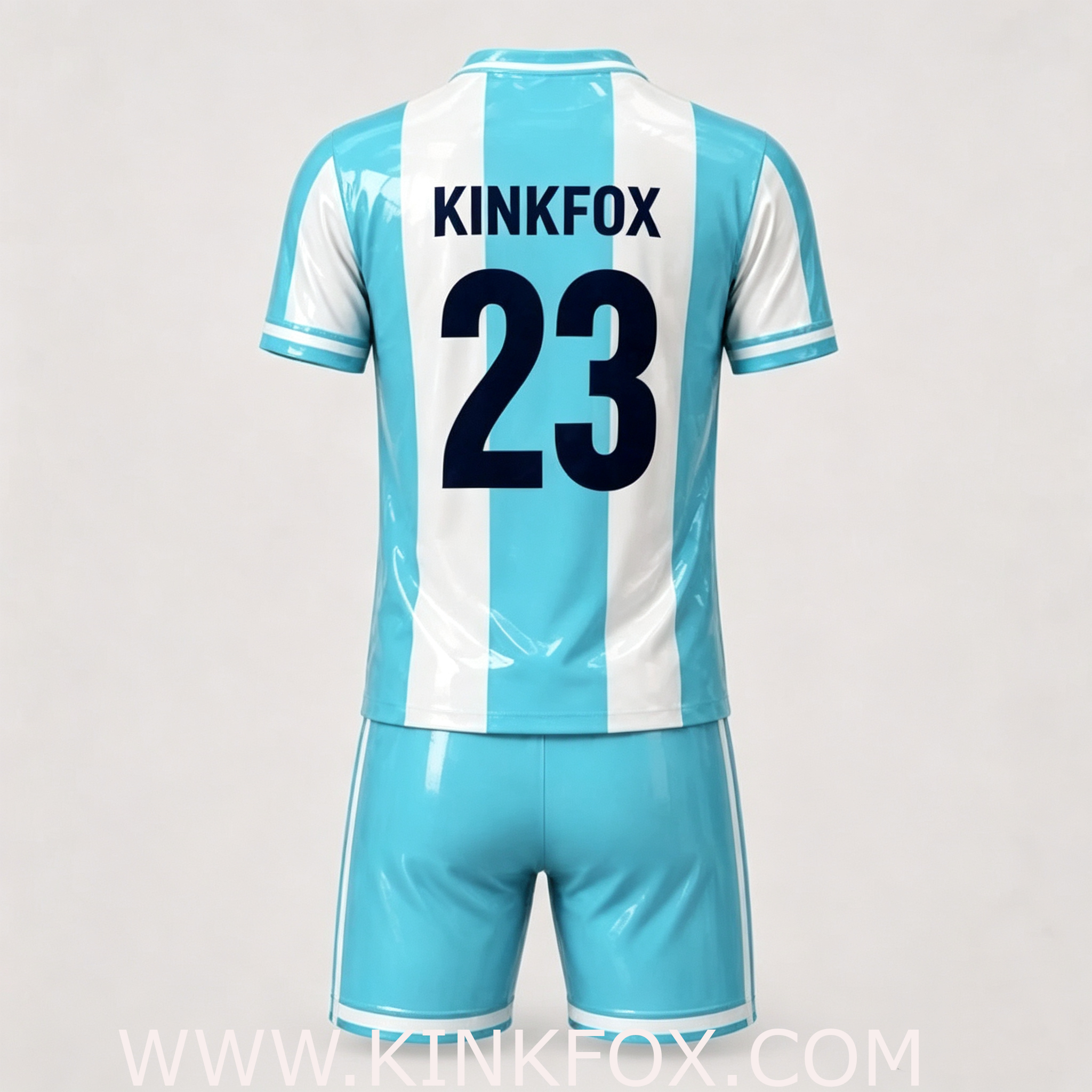 Striped Latex Football Jersey Set - Image 3