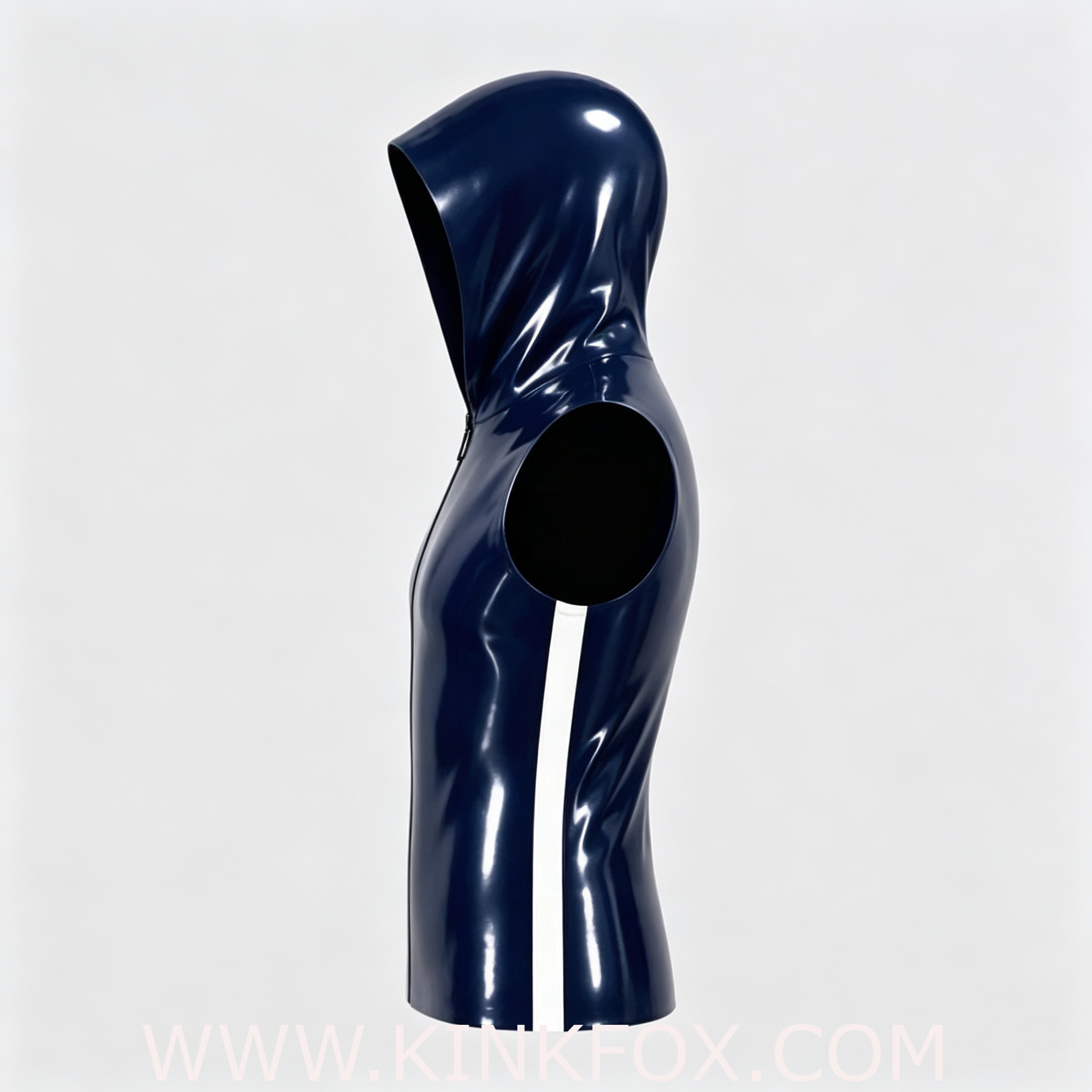 Navy Hooded Latex Vest - Image 2